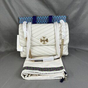 NEW Tory Burch Kira Chevron Large Convertible Should bag White